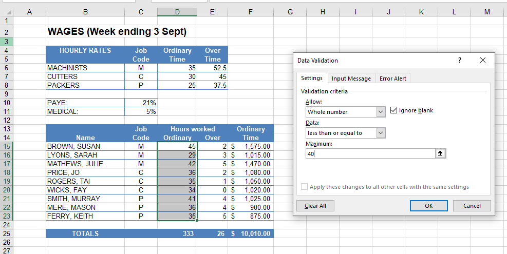 data validation error set rule
