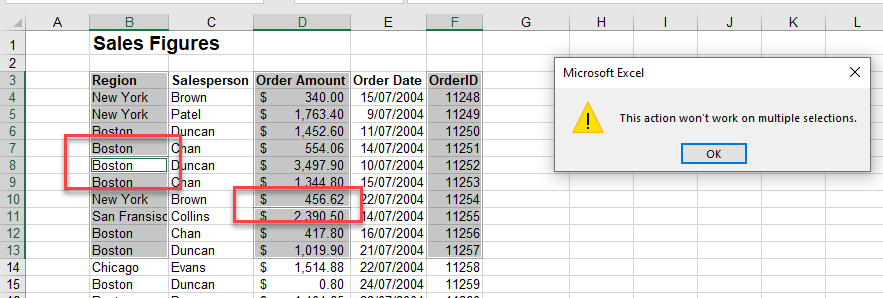 That Command Cannot Be Used On Multiple Selections New Worksheet