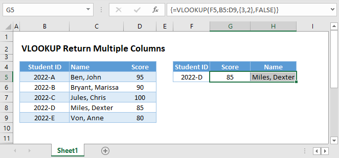 vlookup multiple columns