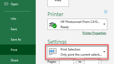 printchart print selection
